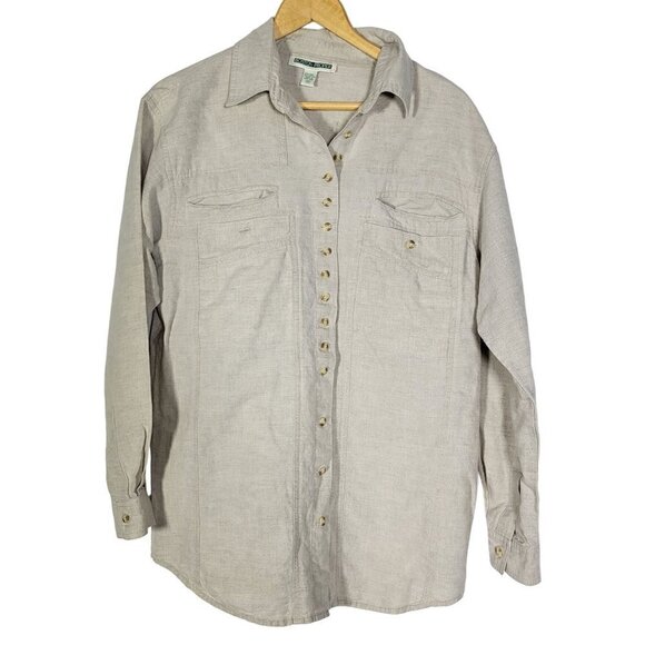 Boston Proper Women's Linen Button Down Long Line Light Weight Shirt  Size 10 - Picture 2 of 9